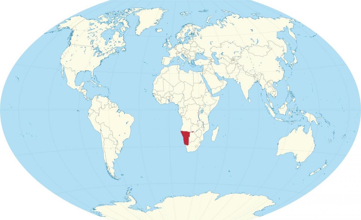 Dünya haritası üzerinde Namibya konum 
