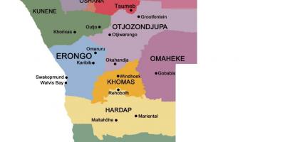 Namibya bölgeleri ile göster 