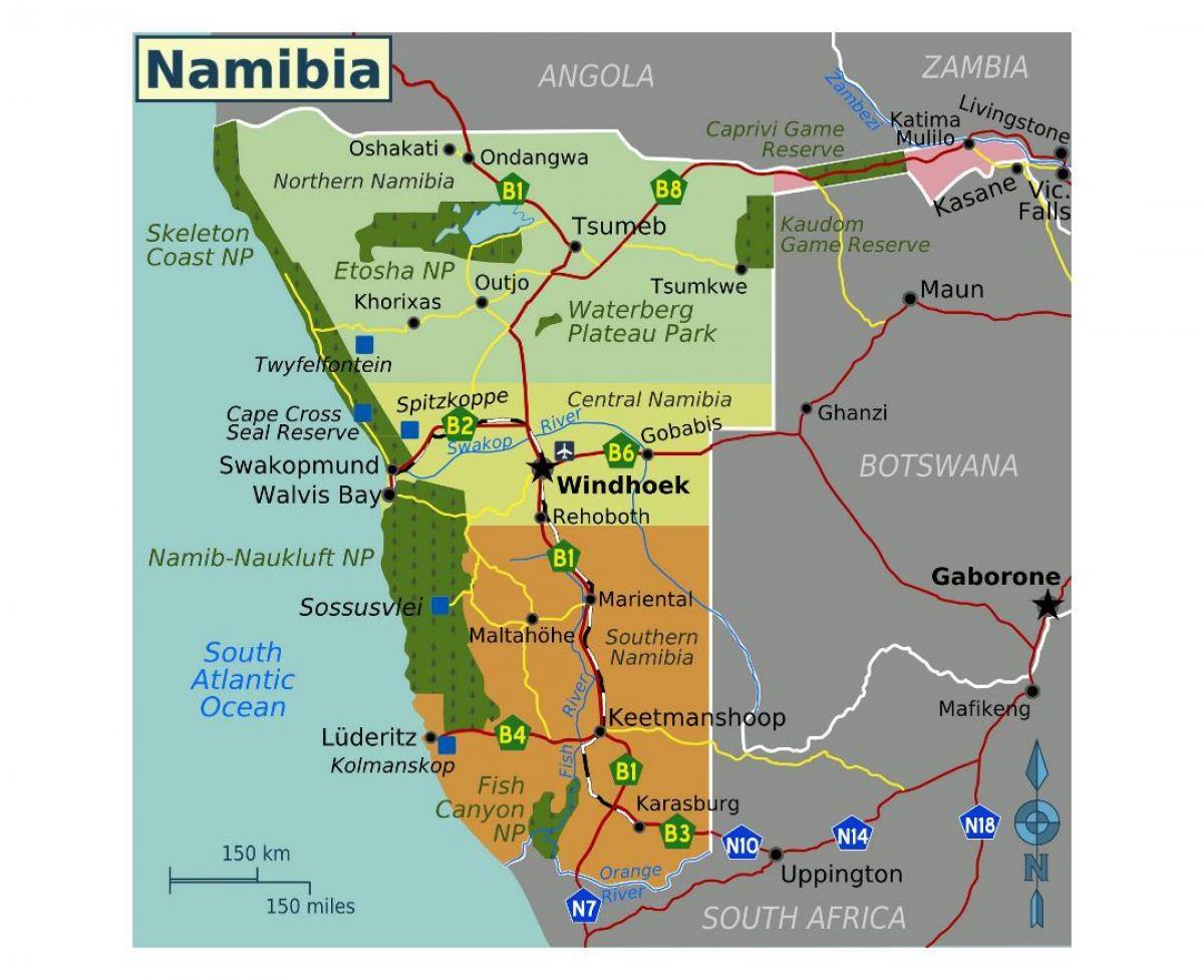 Kuzey Namibya haritası 