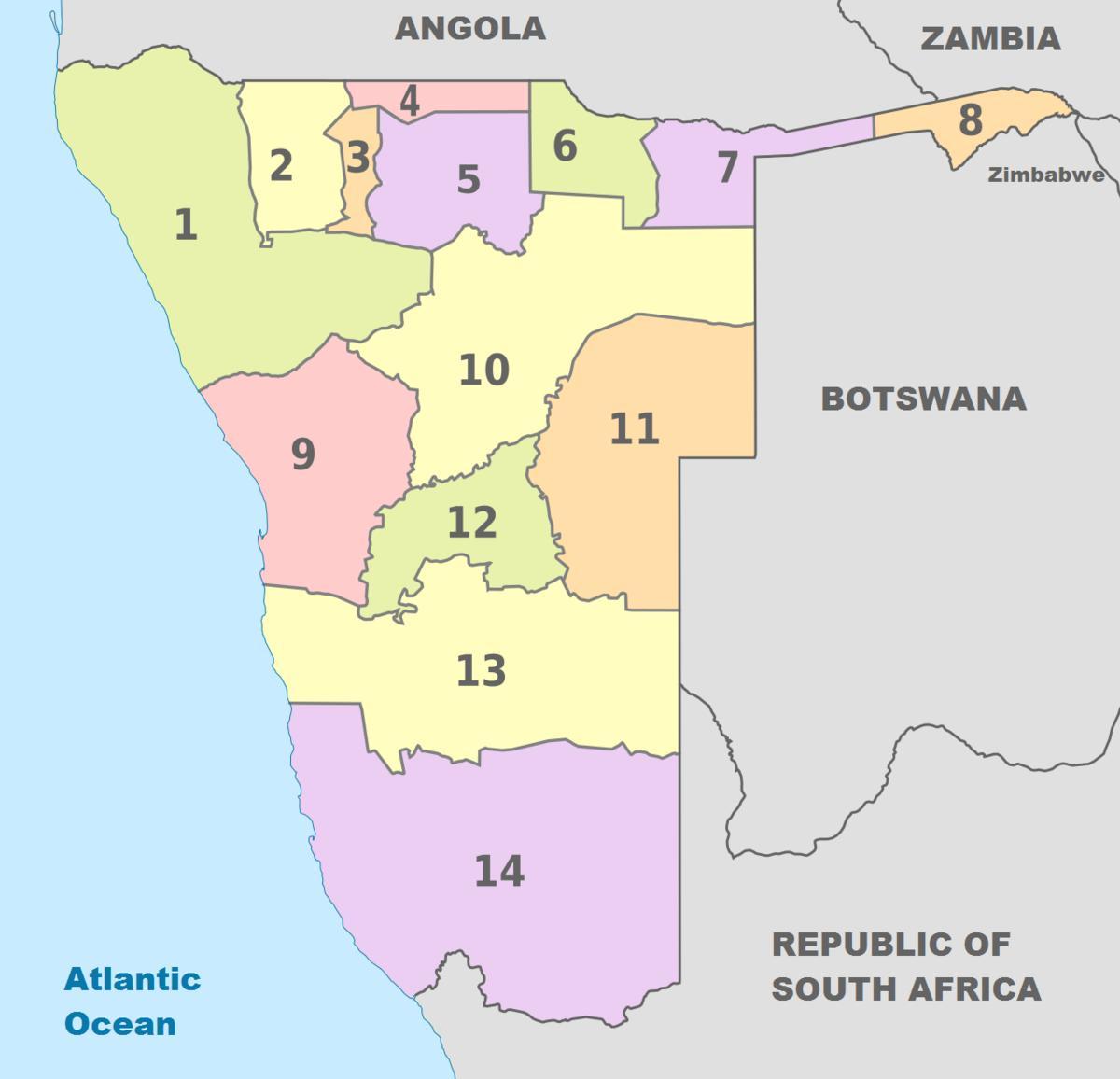 Namibya siyasi haritası 