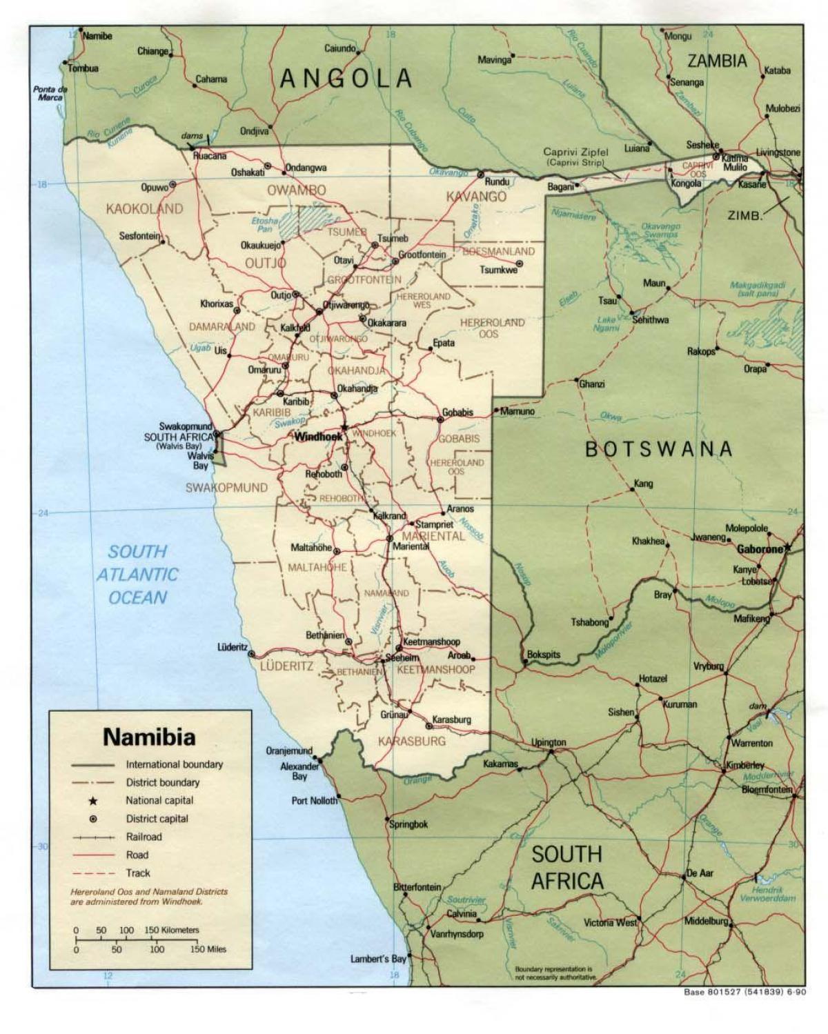 Namibya haritası Seyahat